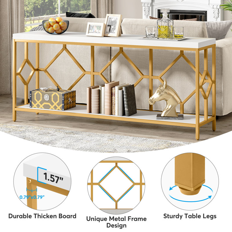 Mercer41 70.86 Extra Long Entryway Accent Table 2 Tier Console Sofa Tables Reviews Wayfair